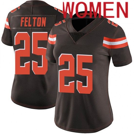 Women Cleveland Browns #25 Demetric Felton Nike Brown Team Color NFL Jersey->women nfl jersey->Women Jersey